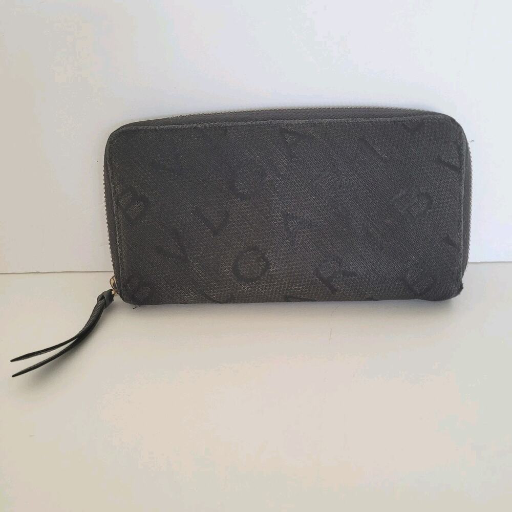 BVLGARI Zip Wallet‎ Black Logo Italian Large Designer Canvas Leather Accordion